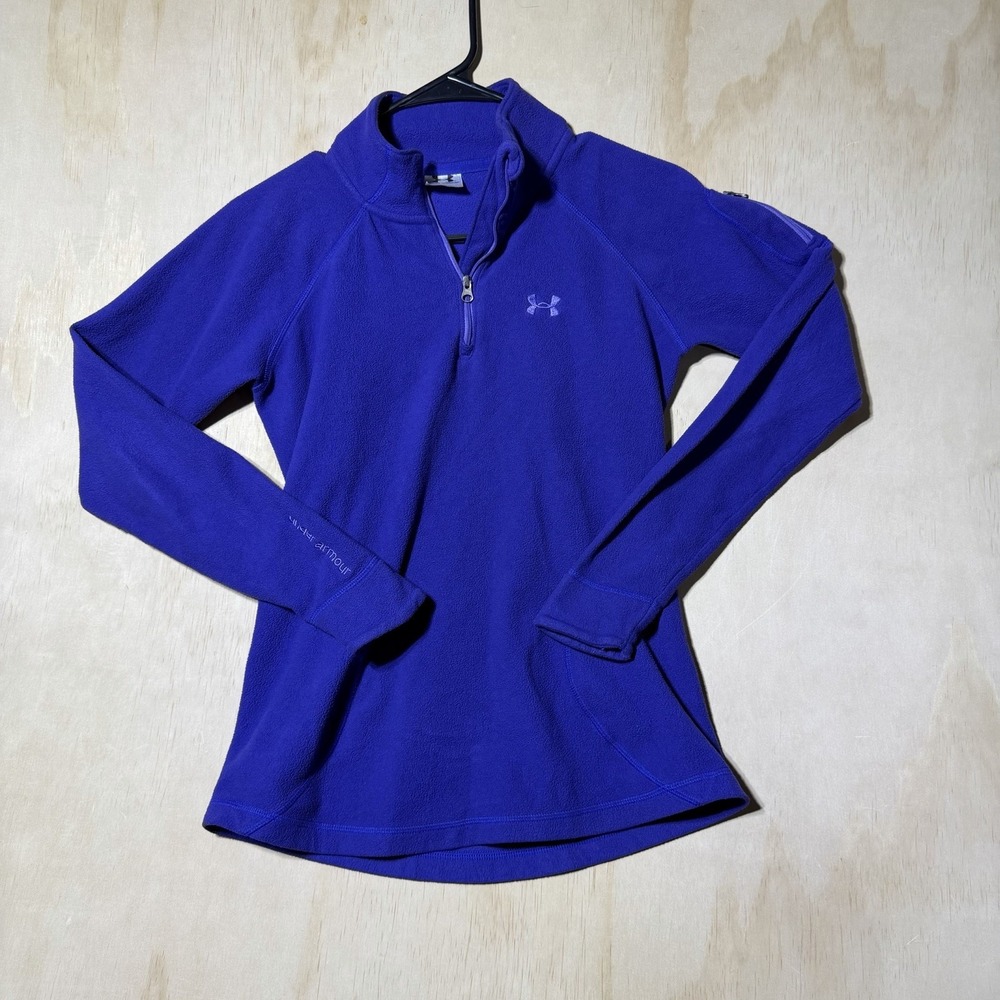 Under Armour Women’s XS Purple Fleece 1/4 Zip Pullover Thumbholes Athletic